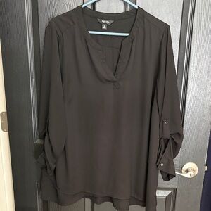 Simply Vera Vera Wang Black Blouse with Rolled Sleeves